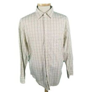 Banana Republic 16-16 1/2 x 34/35 White Check Button Front Dress Shirt